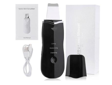 Lavadora facial ultrasónica para limpieza de poros Limpieza de acné y eliminación de puntos negros Recargable por USB Negro BISBISOUS