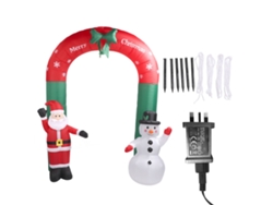 Arco navideño con Papá Noel y muñeco de nieve, enchufe británico de 220 V