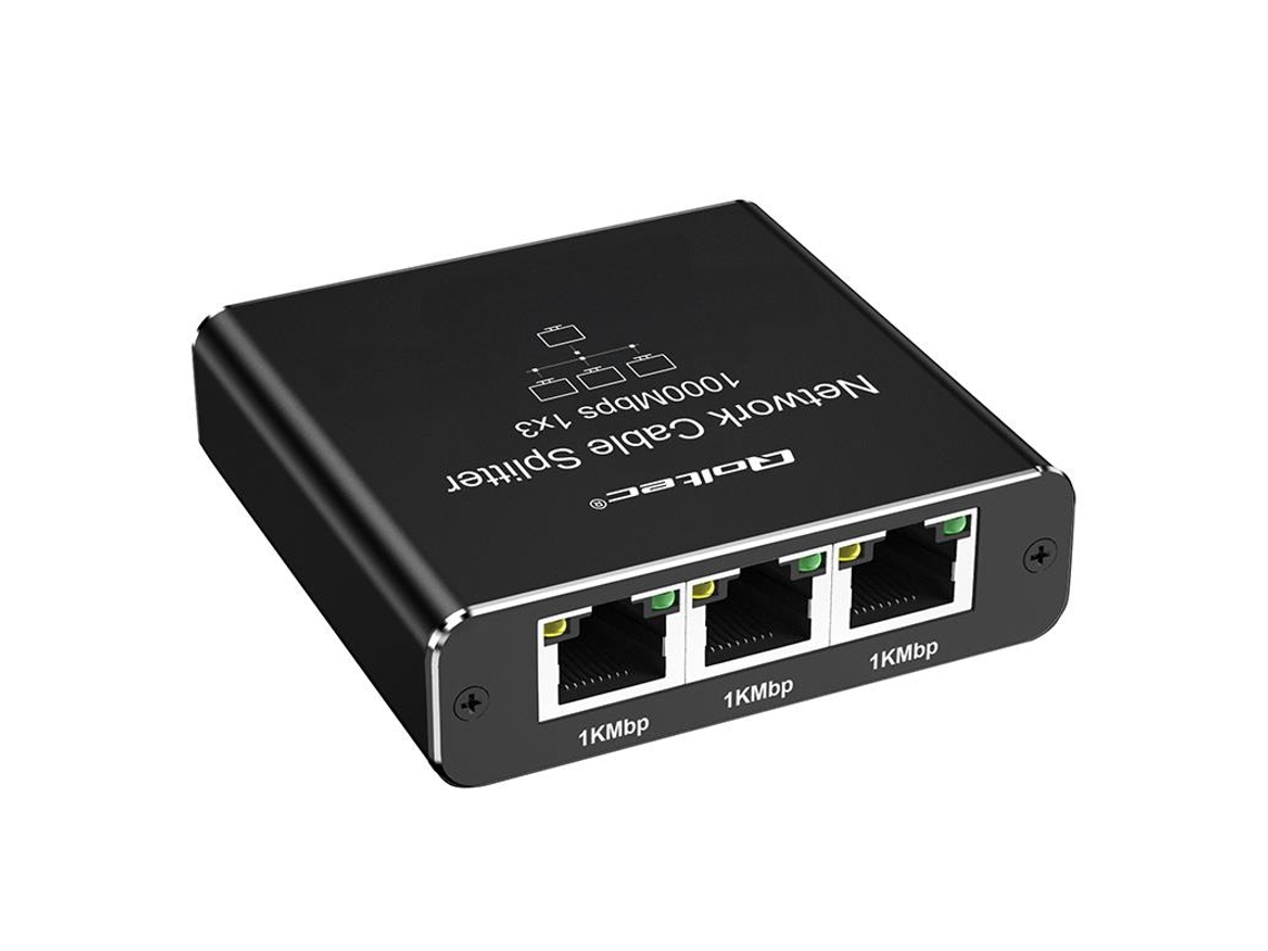 Switch De Red Qoltec 52294 Mini 3 Puertos Rj45 1000mbps Usb-c