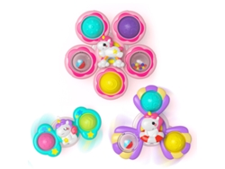 Juguetes de ventosa para bebés, giroscopios de dedos con dibujos animados - Juguetes para el baño, 3 unidades Yuysan（g）