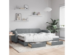 Sofá Cama Nido Con Cajones Tela Gris Claro 90x200 Cm