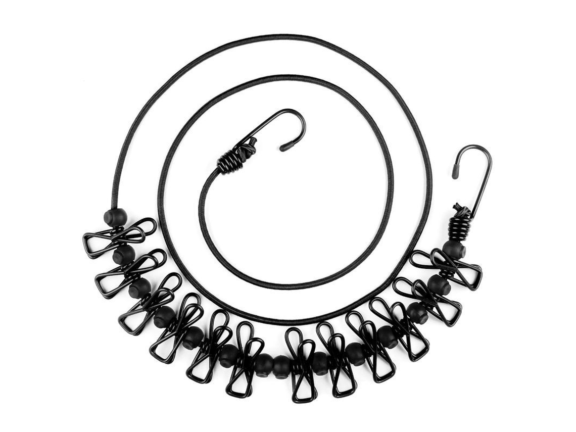 Tendedero Elástico Portátil Con 12 Pinzas Para Ropa, Ideal Para Viajes.