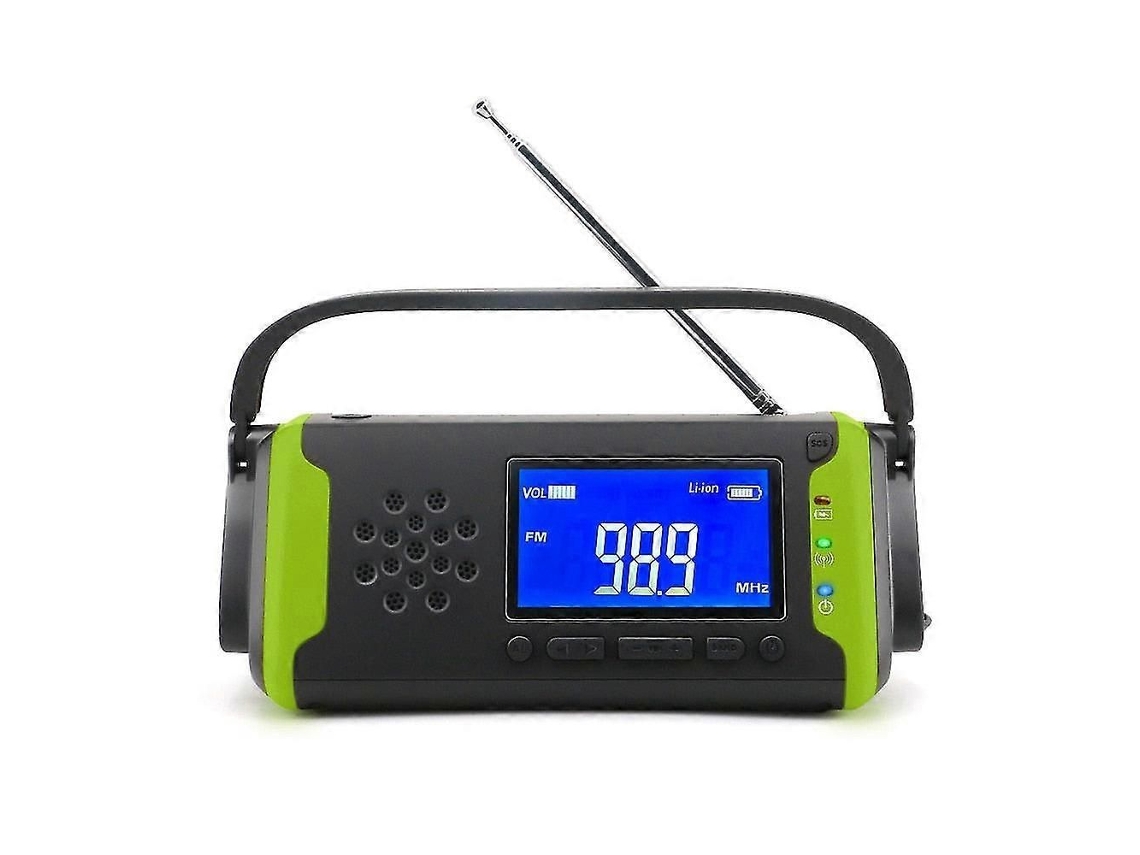 Radio portátil de emergencia AM/FM de 4000 mAh con pantalla LCD multifuncional, linterna LED, batería externa solar, GOKOCO