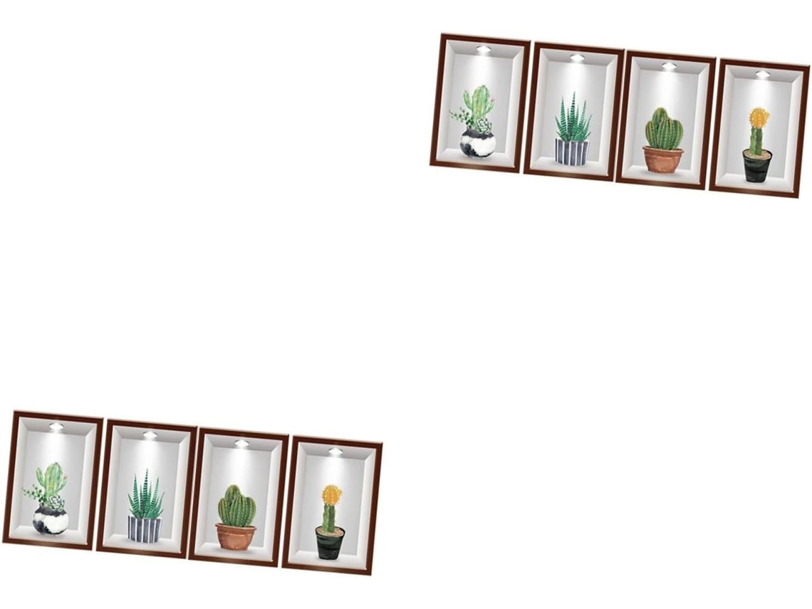 2 Láminas De Pegatinas De Pared Removibles E Impermeables Con Estampado De Cactus Para Decoración.