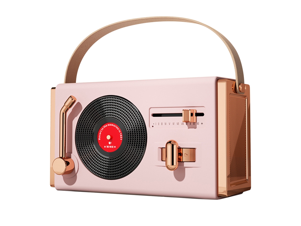 Altavoz Bluetooth portátil rosa para exteriores, sonido de alta calidad, compatible con memorias USB, altavoz retro para sala de estar y oficina. Jeiibrzui