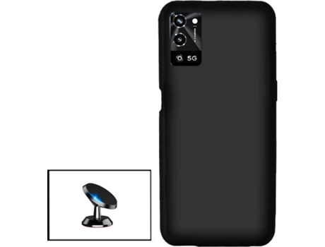 Kit Soporte Magnético de Coche y Funda Silicona Liquida Oppo A56 5G PHONECARE Negro
