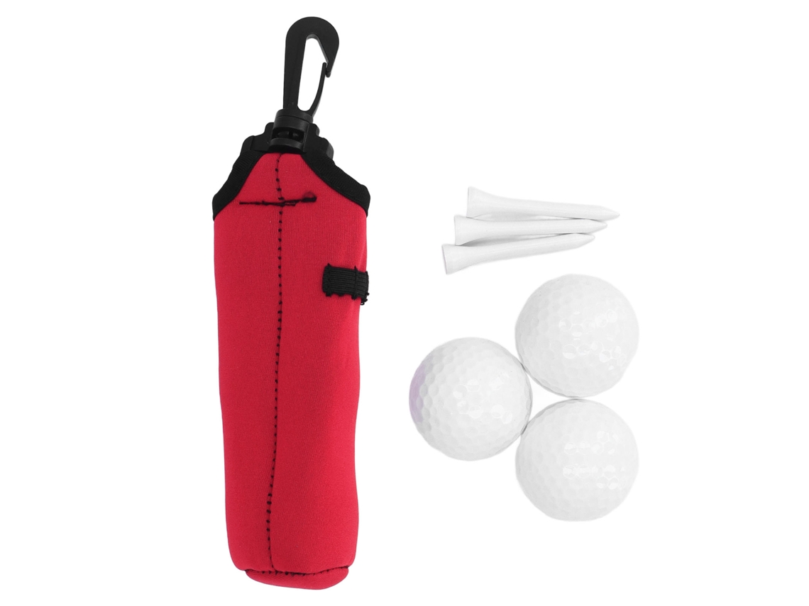 Bolsa Portátil De Neopreno Para Pelotas Y Tees Con 3 Pelotas Y 3 Tees, Bolsa De Almacenamiento Pequeña, Regalo, Color Rojo.