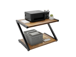 Soporte para impresora, de acero al carbono y MDF, 60 cm x 40 cm x 75 cm, 2 niveles, negro y marrón, en forma de Z.