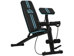 Banco De Pesas Plegable Con Respaldo Ajustable, Extensión De Piernas Y Correa Para Bíceps, 160x54x106cm, Negro.