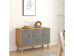 Aparador Otta Madera Maciza Pino Marrón Y Gris 114x43x73,5 Cm