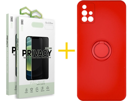 Carcasa + 2 Protectores de Pantalla para Samsung Galaxy A71 SKYHE Rojo