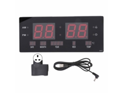 Reloj de pared digital LED Baok con pantalla grande para salón, dormitorio u oficina, con enchufe de 100-240 V (Reino Unido).