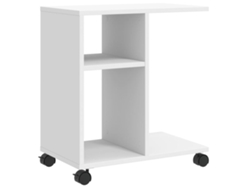 Maison Exclusive - Mesa Auxiliar Con Ruedas Madera Ingeniería Blanco 50x30x55 Cm