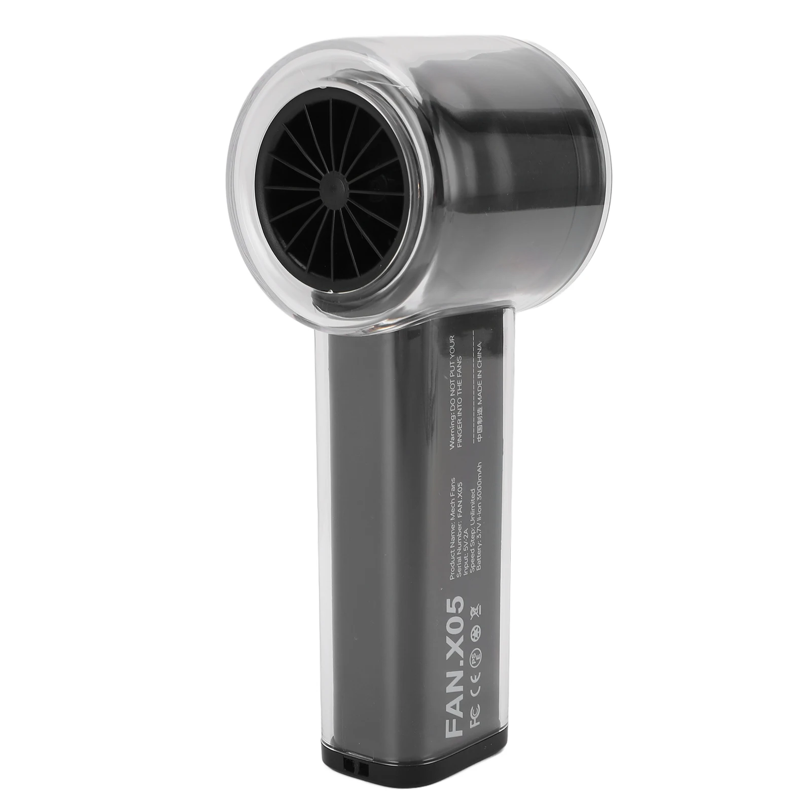 Ventilador De Mano (negro), Alta Velocidad Ajustable, 100 Niveles De Velocidad Del Viento, Batería De 3000 Mah.