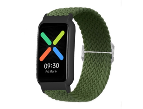 Correa de nailon con elástico de punto para Oppo Watch - verde militar/negro