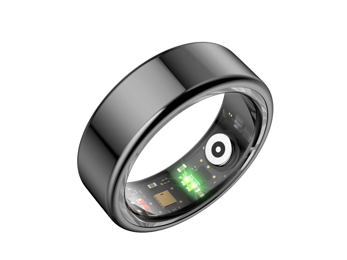 Anillo inteligente con monitorización del sueño, frecuencia cardíaca, presión arterial y oxígeno en sangre las 24 horas (negro, talla 8)