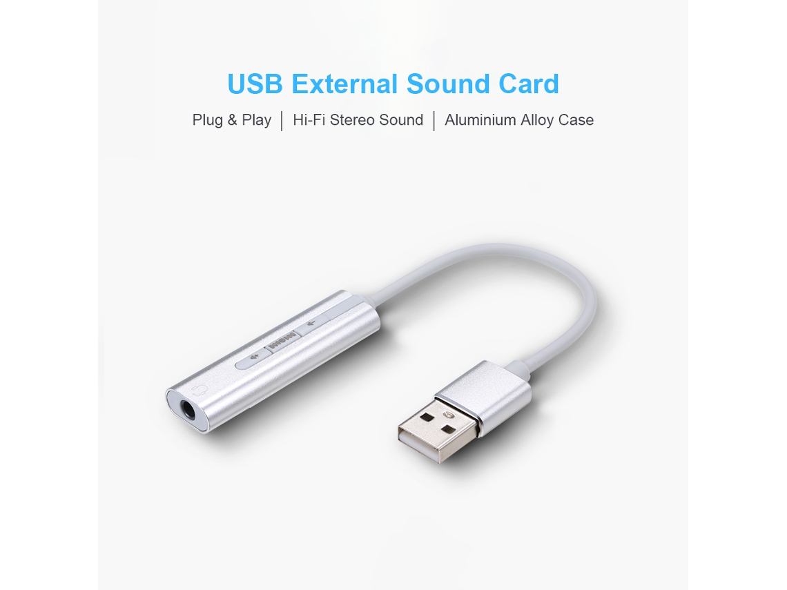 Tarjeta De Sonido Externa Usb Hi-fi Adaptador De Audio 7.1 Ch Para Laptop Pc Plata