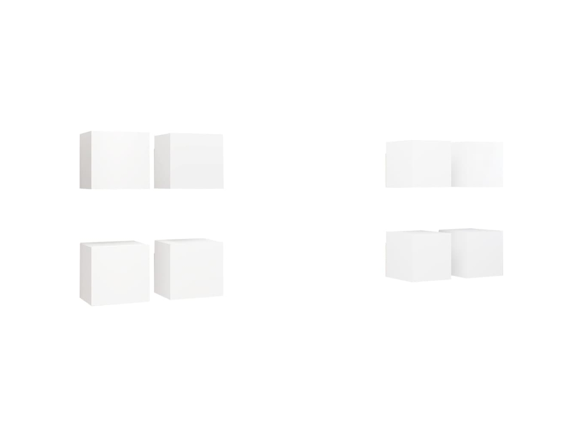 Mueble de TV de pared de 8 piezas, 30,5 x 30 x 30 cm, blanco, MAISON EXCLUSIVE
