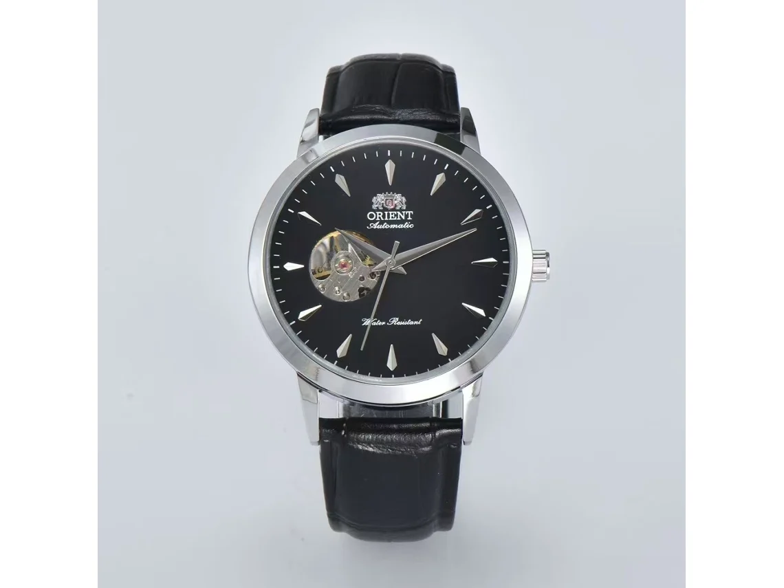 Reloj Orient Reloj mecánico automático multifuncional, caja de acero inoxidable, correa de piel auténtica.