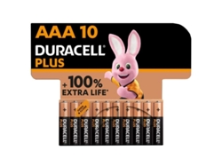 BATERIA DURACELL PLUS POWER 100 ALCALINA AAA LR03 10 UNIDADE