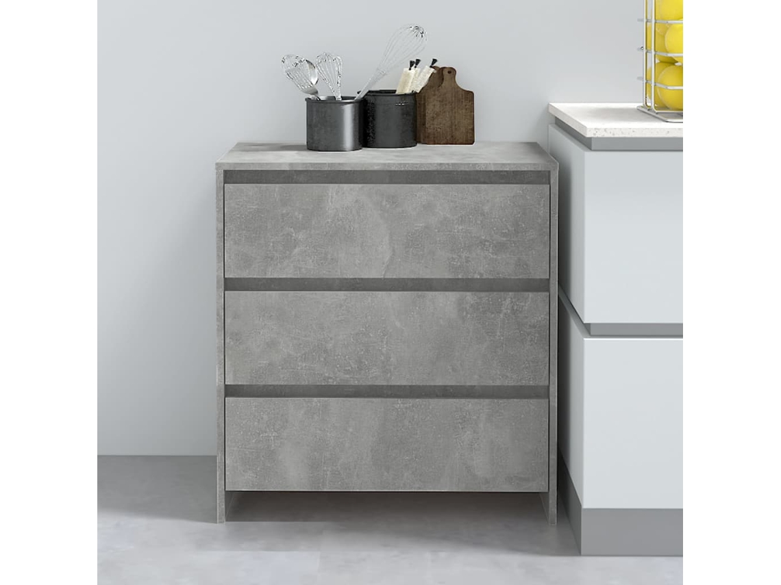 Aparador De Madera Contrachapada Gris Hormigón 70x41x75 Cm