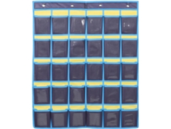 Soporte de pared para teléfono móvil de aula con 30 bolsillos numerados en tejido resistente. SFUSHOS