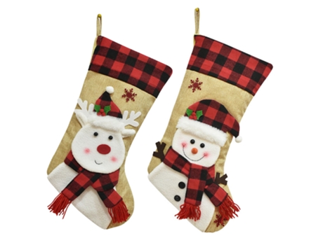 Calcetín de Navidad ZMDECQNA Adornos Navideños Dibujos Animados Calcetines Ciervo Muñeco Blanco (28x24x4cm)