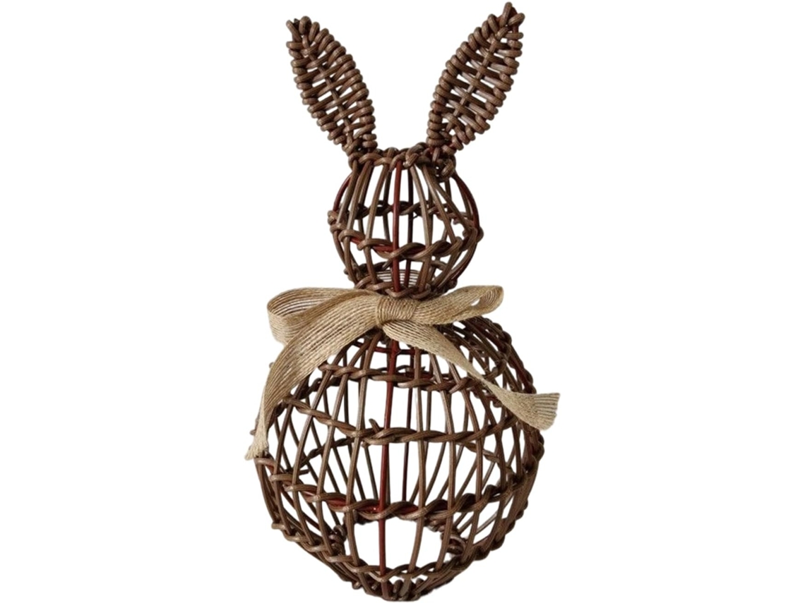 Decoración Genérica De Conejito De Pascua – Conejo Artificial De Mimbre – Decoración De Mesa Para Interiores Y