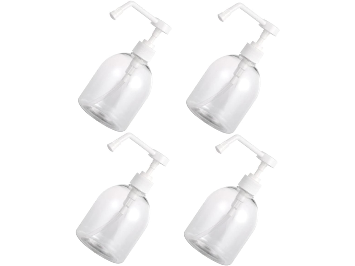 Conjunto De 4 Frascos De Plástico Transparente Com Bomba Dosadora, Frascos Recarregáveis Para Gel E