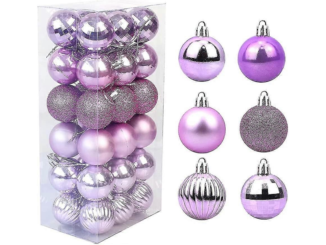 36 Adornos Navideños De Plástico Inquebrantables 4cm Para Árbol, Fiesta Y Boda (lila Claro)