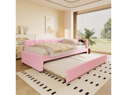 Sofá Cama, Sofá Cama De 90x200cm, Sofá Cama, Cama Con Somier, Con Cama Extraíble Multifuncional, Puerto Usb, Tipo C, Rosa