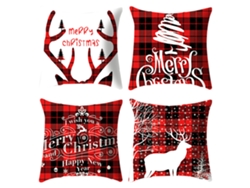 Conjunto De 4 Fronhas De Natal Decorativas - 45 X 45 Cm - Capa De Almofada JEIIBRZUI