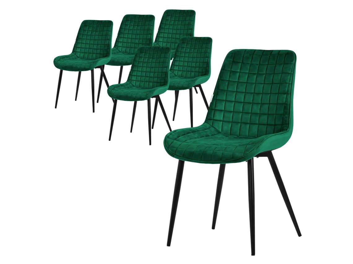 ML-DESIGN Juego de 6 sillas de comedor verde oscuro con respaldo ergonómico