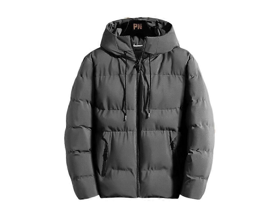 Chaqueta De Invierno Casual Para Hombre Con Capucha Relleno De Algodón Cuadros Talla 3xl Gris