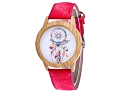Reloj De Pulsera Unisex De Moda Con Correa Vaquera, Movimiento De Cuarzo Analógico, Forma Redonda (rojo)