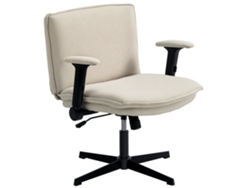 Silla De Oficina Con Patas Cruzadas Y Brazos Plegables, Color Crema.