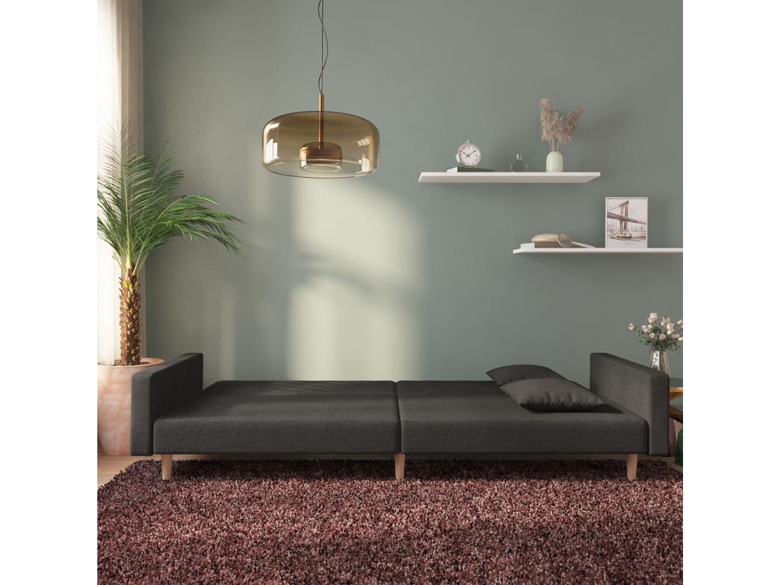 Sofá Cama De 2 Plazas Con Dos Almohadas Tela Negro