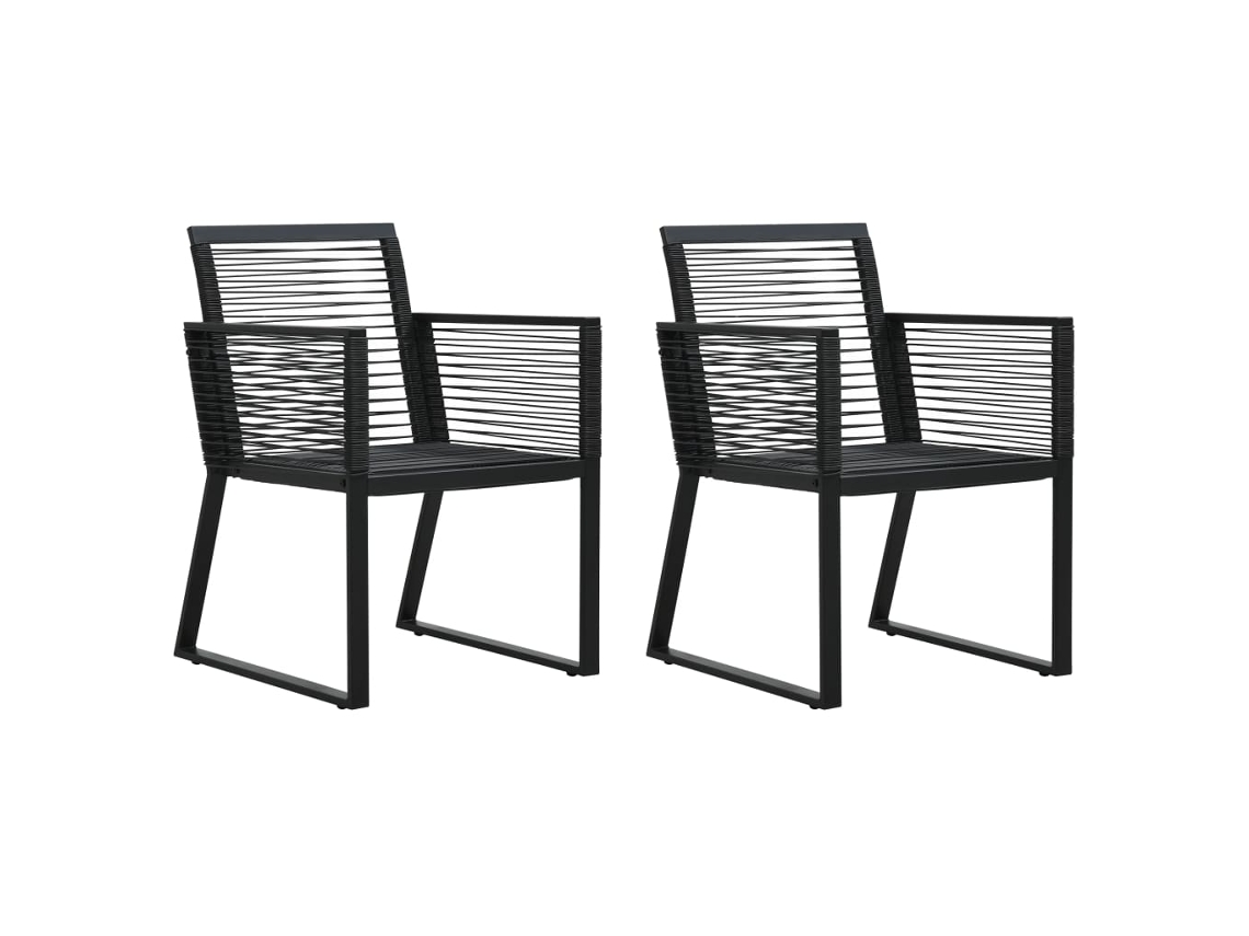 2 sillas de jardín de mimbre de PVC negro Dkd Home Decor