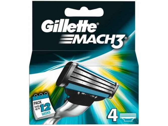 Recargas Láminas de Afeitar GILLETTE Mach 3 4 Unidades