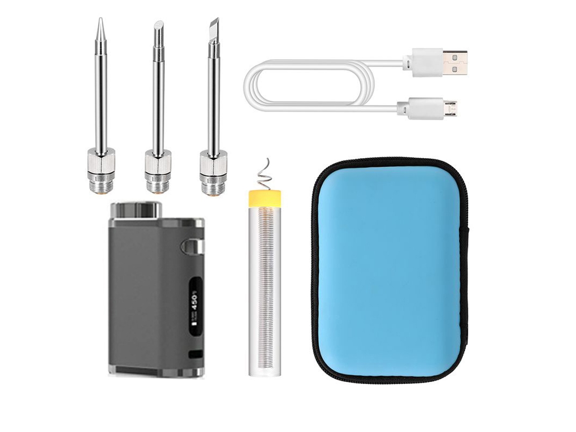 Soldador Inalámbrico Portátil Recargable Por Usb De 1-75 W Con Kit De Puntas Intercambiables