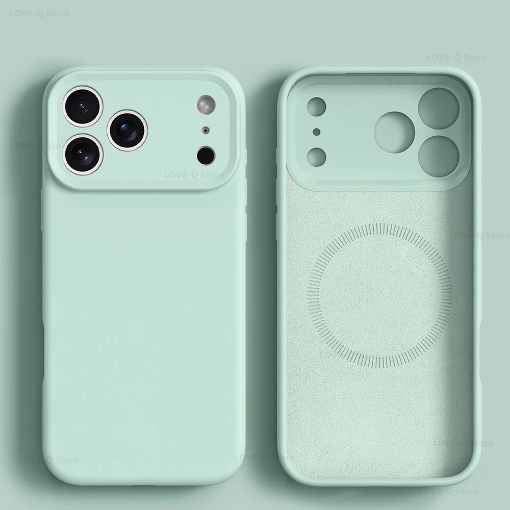 (verde Claro Iphone 13) Funda Magnética De Silicona Líquida Para Teléfono, Apta Para Iphone
