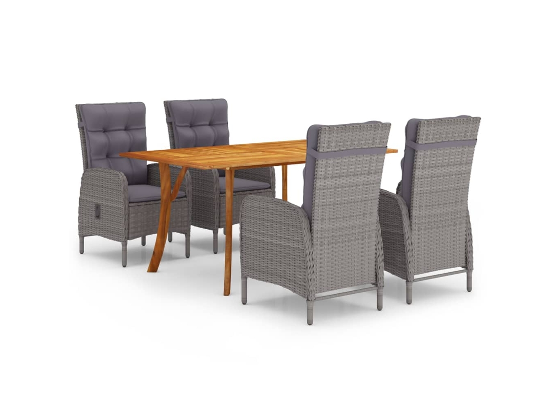 vidaXL Juego de comedor para jardín 5 piezas gris
