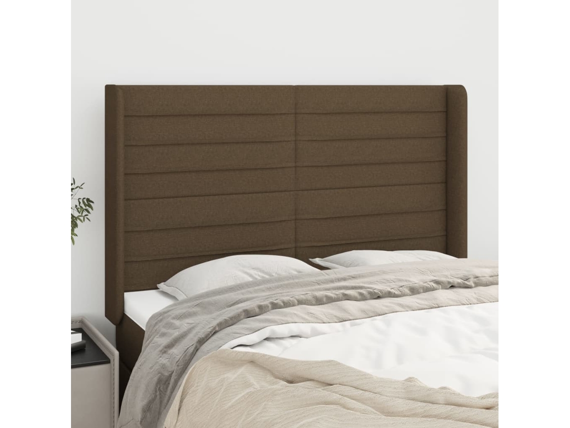 Cabecero Con Orejas De Tela Gris Claro 147x16x118/128 Cm