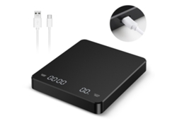 Báscula de cocina recargable por USB, báscula de café de alta precisión con temporizador, 3 kg/0,1 g, Digitallab