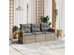 Set De Sofá De Jardín 3 Udsjuego De Muebles De Jardín Y Cojines Ratán Sintético Gris Cfw373199