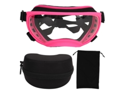 Gafas rosas para perros con protección UV, resistentes al viento, transpirables, ajustables y con lentes transparentes para paseos al aire libre | Sin marca