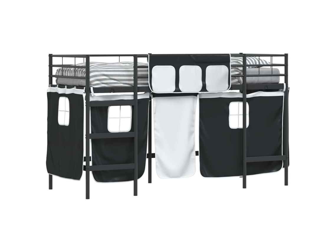 Maison Exclusive - Estructura De Cama Alta Para Niños Con Cortinas Negro