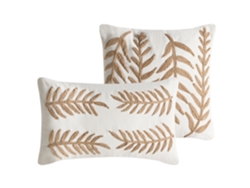 Conjunto De 2 Almofadas Decorativas Beliani Garcinia De Algodão Branco 30x50x5