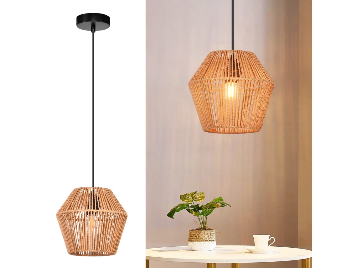Lámpara colgante vintage de mimbre, 150 cm, E27, 40 W, Nettlife