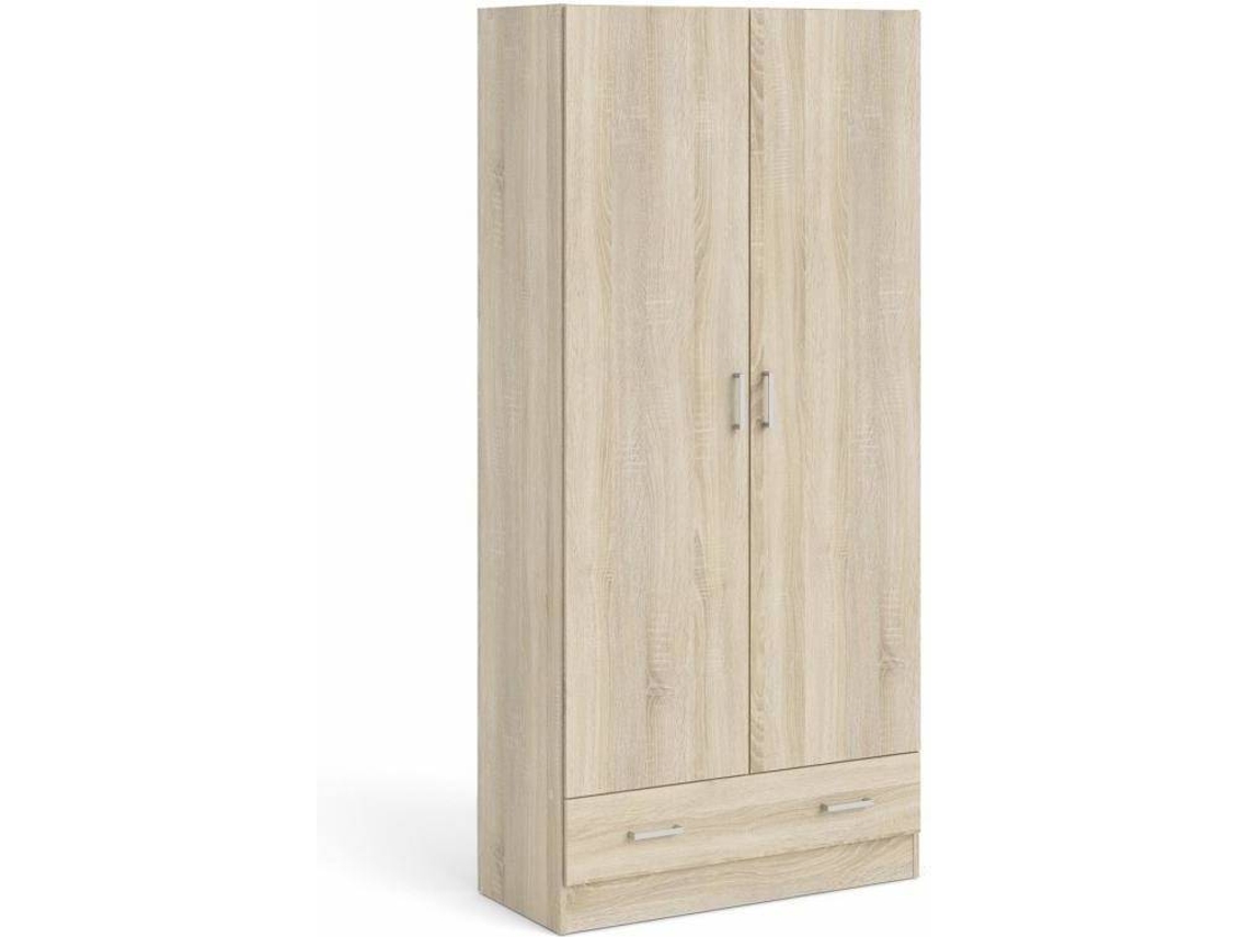 Ropero Space 2 Puertas y 1 Cajón (Color Roble - 79,4 x 35,7 x 170,4 cm)